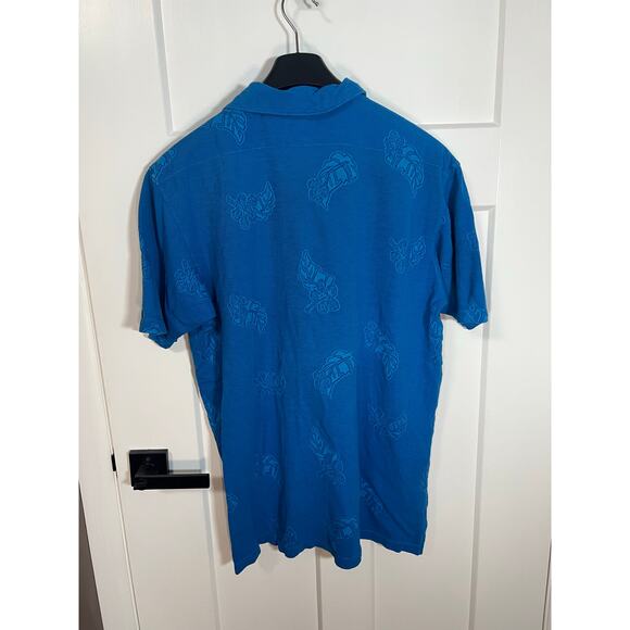 Tommy Bahama Polo Mens Size M Medium Blue Tropical Leaves Short Sleeve Cotton - Picture 6 of 9